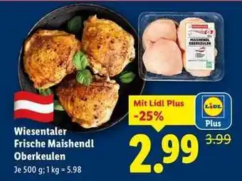 Lidl WIESENTALER Frische Maishendl Oberkeulen Angebot