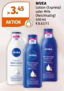 Müller NIVEA Lotion (Express) oder Milk (Reichhaltig) Angebot