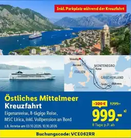 Lidl Reisen Östliches Mittelmeer Kreuzfahrt Angebot