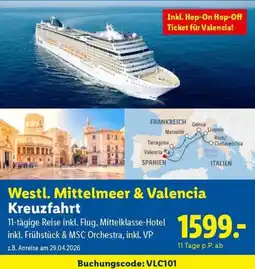 Lidl Reisen Westl. Mittelmeer & Valencia Kreuzfahrt Angebot