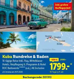 Lidl Reisen Kuba Rundreise & Baden Angebot