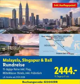 Lidl Reisen Malaysia, Singapur & Bali Rundreise Angebot