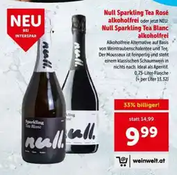 Interspar Null Sparkling Tea Rosé alkoholfrei oder jetzt NEU: Null Sparkling Tea Blanc alkoholfrei Angebot