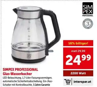 Interspar SIMPEX PROFESSIONAL Glas-Wasserkocher Angebot