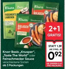 Maximarkt Knorr Basis, „Knusper“, „Taste the World“ oder Feinschmecker Sauce Angebot