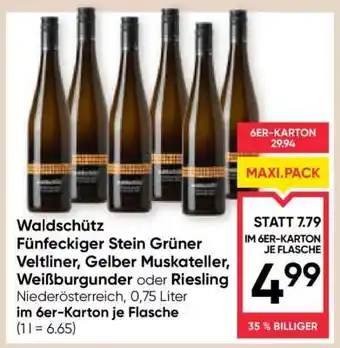 Maximarkt Waldschütz Fünfeckiger Stein Grüner Veltliner, Gelber Muskateller, Weißburgunder oder Riesling Angebot