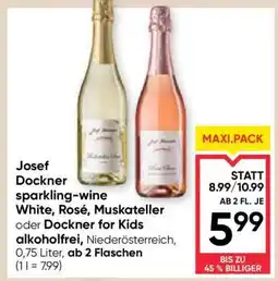 Maximarkt Josef Dockner sparkling-wine White, Rosé, Muskateller oder Dockner for Kids Alkoholfrei Angebot