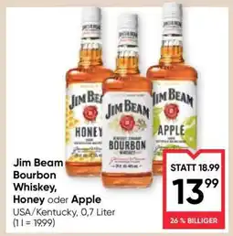 Maximarkt Jim Beam Bourbon Whiskey, Honey oder Apple Angebot