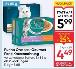 Maximarkt Purina One oder Gourmet Perle Katzennahrung Angebot