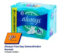 Action Always Free Day Damenbinden Normal Angebot