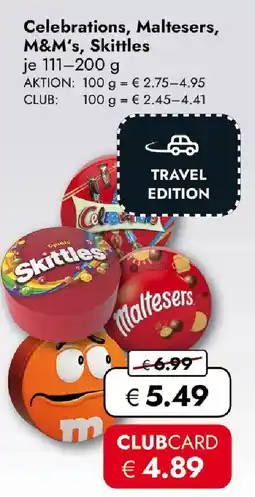 Travel FREE Celebrations, maltesers, m&m's, skittles Angebot