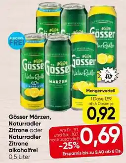 Spar Gösser Märzen, Naturradler Zitrone oder Naturradler Zitrone alkoholfrei Angebot