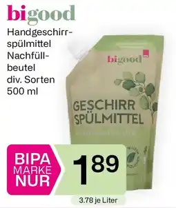 Bipa Geschirrspülmittel Zitronenmelisse Nachfüllbeutel Angebot