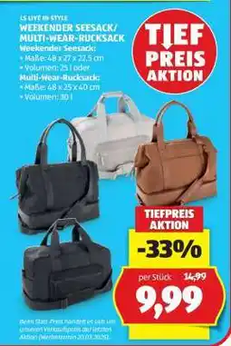 Hofer WEEKENDER SEESACK/ MULTI-WEAR-RUCKSACK Angebot