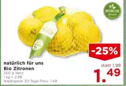 Unimarkt natürlich für uns Bio Zitronen Angebot