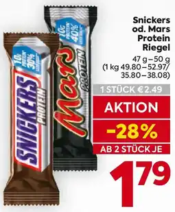 Billa Snickers od. Mars Protein Riegel Angebot