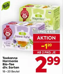 Billa Teekanne Harmonie Bio-Tee Angebot