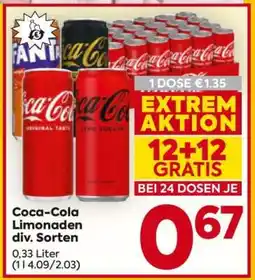 Billa Coca-Cola Limonaden div. Sorten Angebot
