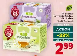 Billa Teekanne Harmonie Bio-Tee div. Sorten Angebot