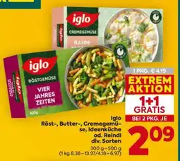 Billa Iglo Röst-, Butter-, Cremegemüse, Ideenküche od. Reindl div. Sorten Angebot