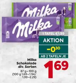 Billa Milka Schokolade div. Sorten Angebot
