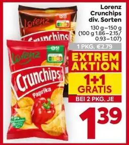Billa Lorenz Crunchips div. Sorten Angebot