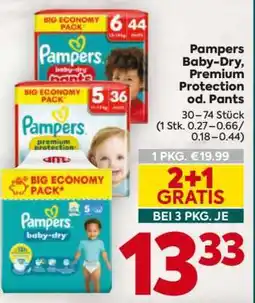 Billa Pampers Baby-Dry, Premium Protection od. Pants Angebot
