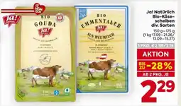 Billa Ja! Natürlich Bio-Käsescheiben div. Sorten Angebot