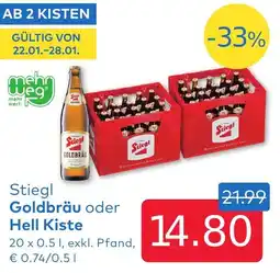 T&G Stiegl Goldbräu oder Hell Kiste Angebot