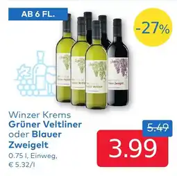 T&G Winzer Krems Grüner Veltliner oder Blauer Zweigelt Angebot