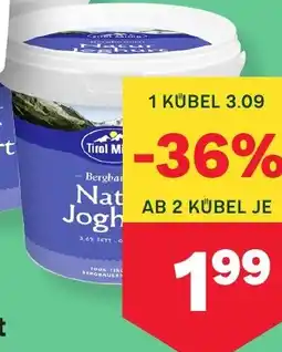 MPreis Tirol Milch Bergbauern Naturjoghurt Angebot