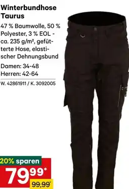 Lagerhaus Winterbundhose Taurus Angebot