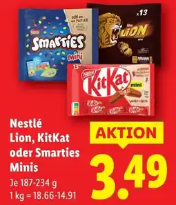 Lidl Nestlé Lion, KitKat oder Smarties Minis Angebot
