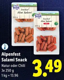 Lidl Alpenfest Salami Snack Natur oder Chili Angebot