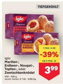 MPreis iglo Marillen-, Erdbeer-, Nougat-, Topfen-, oder Zwetschkenknödel Angebot