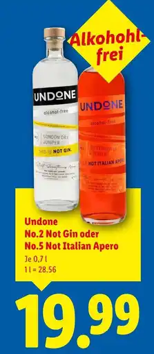 Lidl Undone No.2 Not Gin oder No.5 Not Italian Apero Angebot