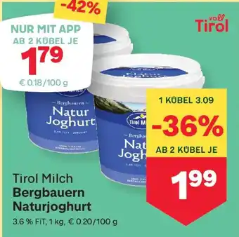 MPreis Tirol Milch Bergbauern Naturjoghurt Angebot