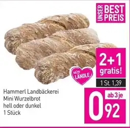 Sutterlüty Hammerl Landbäckerei Mini Wurzelbrot hell oder dunkel Angebot