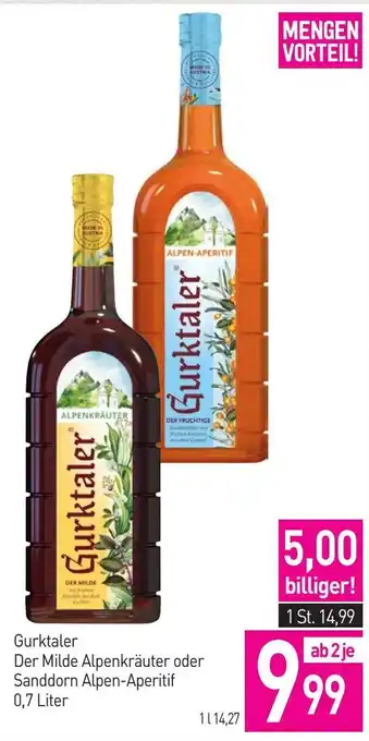 Sutterlüty Gurktaler Der Milde Alpenkräuter oder Sanddorn Alpen-Aperitif Angebot
