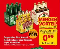 Interspar Desperados, Birra Moretti, Heineken Lager oder Heineken Lager alkoholfrei Angebot