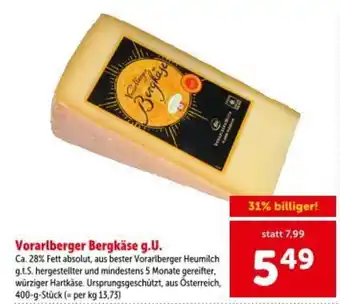 Interspar Vorarlberger Bergkäse g.U. Angebot