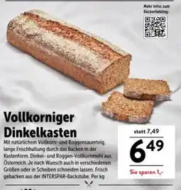 Interspar Vollkorniger Dinkelkasten Angebot