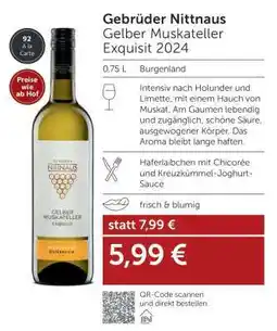 Interspar Gebrüder Nittnaus Gelber Muskateller Exquisit 2024 Angebot