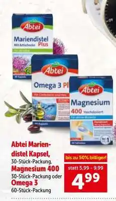 Interspar Abtei Mariendistel Kapsel, Magnesium 400 oder Omega 3 Angebot
