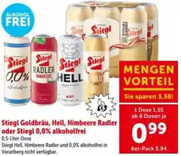 Interspar Stiegl Hell, Himbeere Radler und 0,0% alkoholfrei Angebot