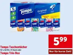 Interspar Tempo Taschentücher oder Tempo Trio-Box Angebot