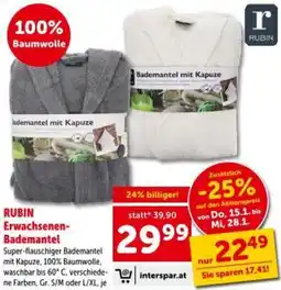 Interspar RUBIN Erwachsenen- Bademantel Angebot