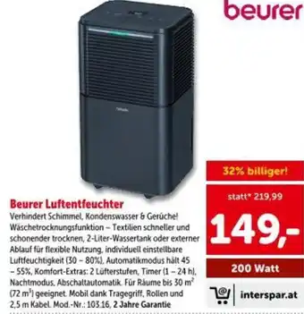 Interspar Beurer Luftentfeuchter Angebot
