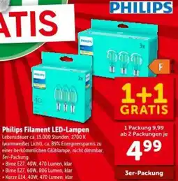 Interspar Philips Filament LED-Lampen Angebot