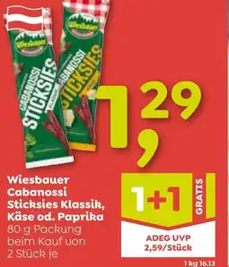 ADEG Wiesbauer Cabanossi Sticksies Klassik, Käse od. Paprika Angebot